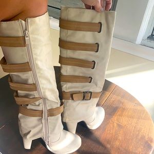 Knee high boots. Cream off-white